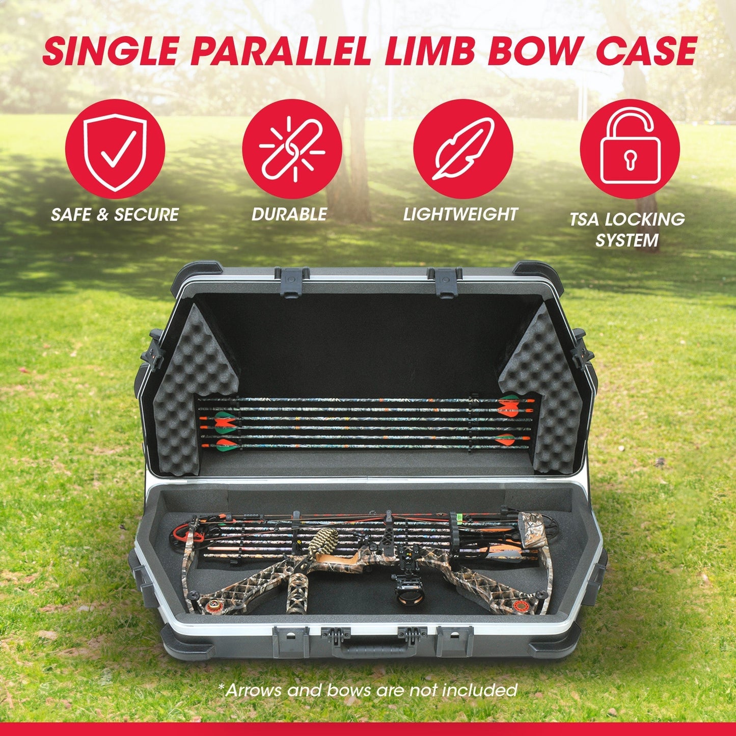 SKB Cases 4119 Hard Exterior Waterproof ATA Single Parallel Limb Bow Case, Black - 189870