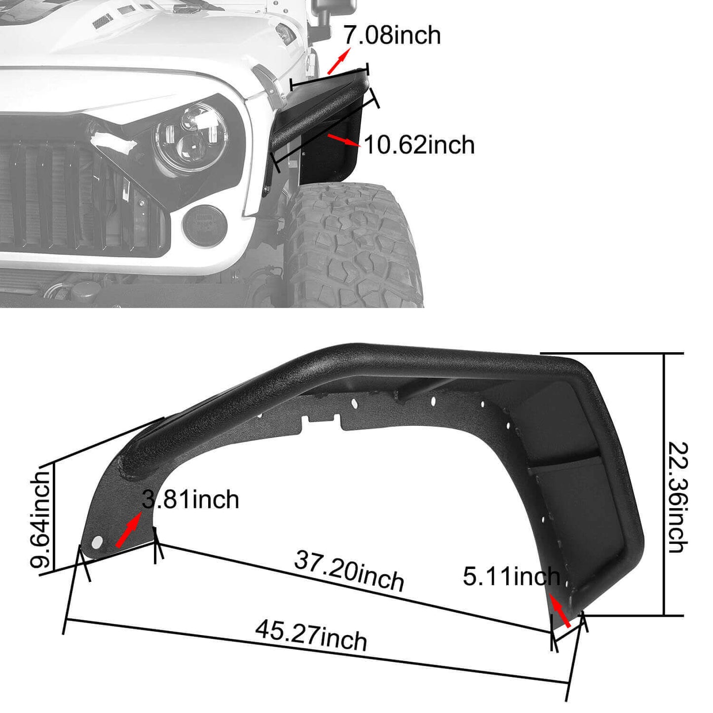Hooke Road Fender Flares(07-18 Jeep Wrangler JK) - HE.2048&Z02