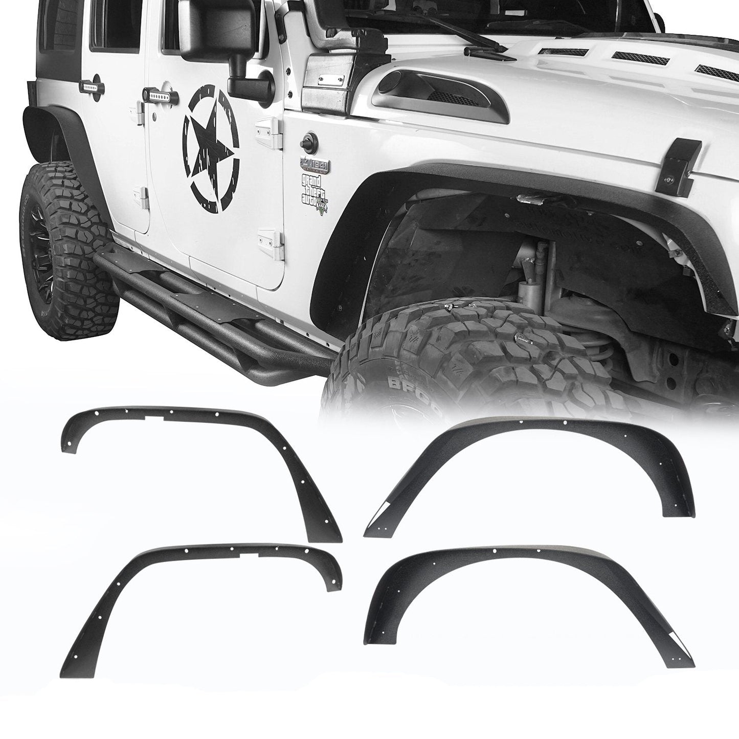 Hooke Road Fender Flares(07-18 Jeep Wrangler JK) - HE.2048&Z02