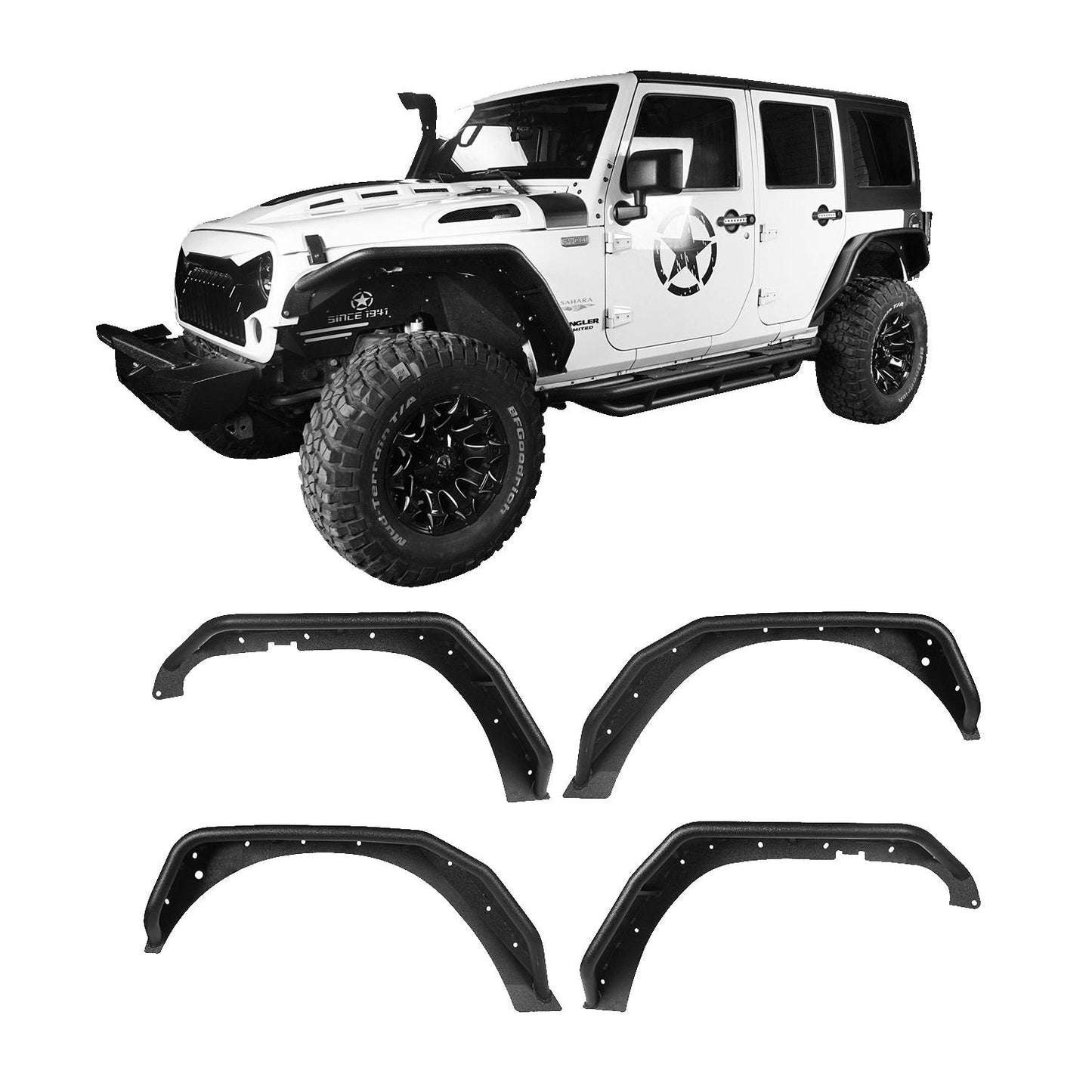 Hooke Road Fender Flares(07-18 Jeep Wrangler JK) - HE.2048&Z02