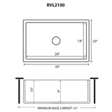 Fiamma 30 x 20 inch Fireclay Reversible Farmhouse Apron-Front Kitchen Sink Single Bowl in Glossy Black - RVL2100BK