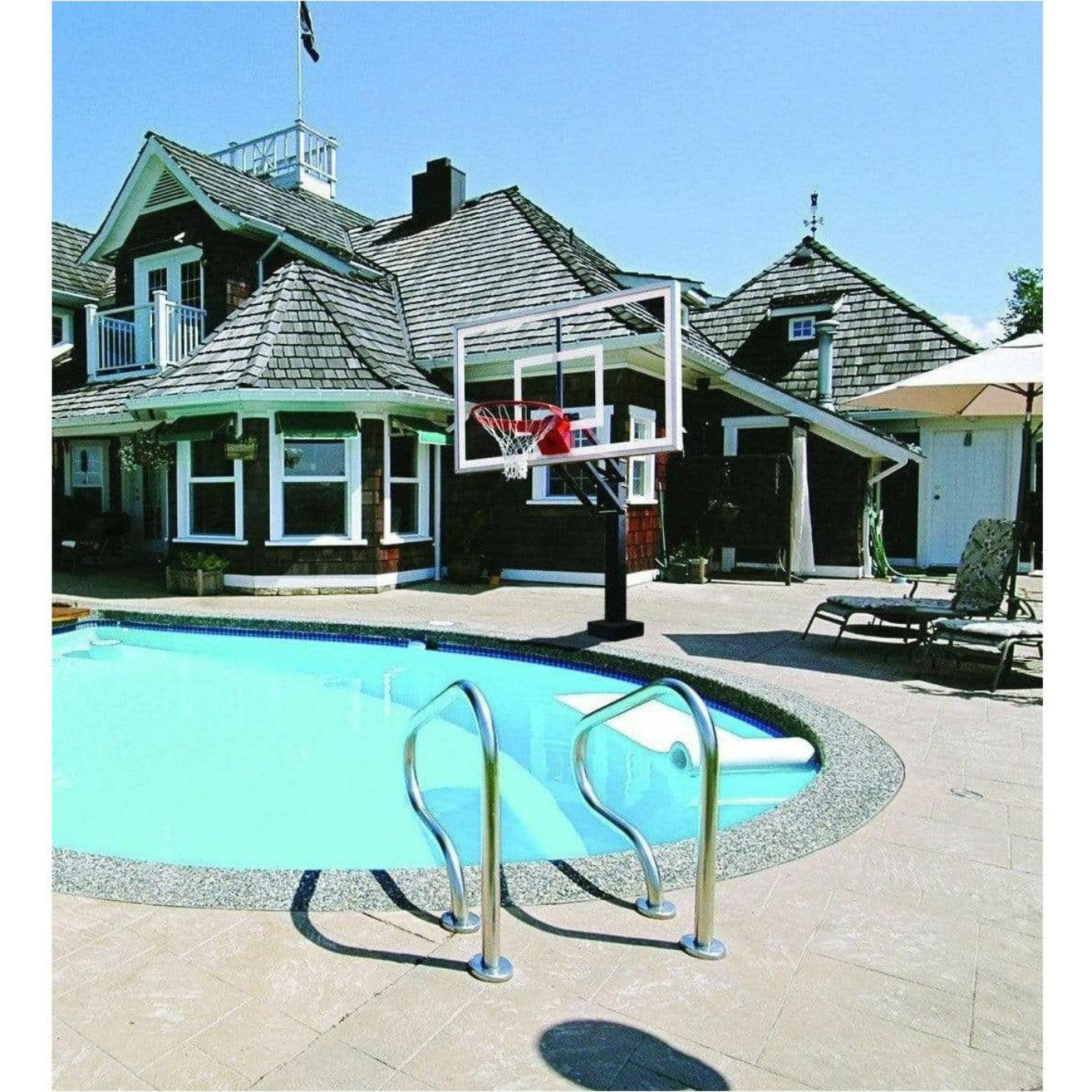 First Team HydroChamp In-Ground Adjustable Poolside Basketball Hoop - HydroChamp II