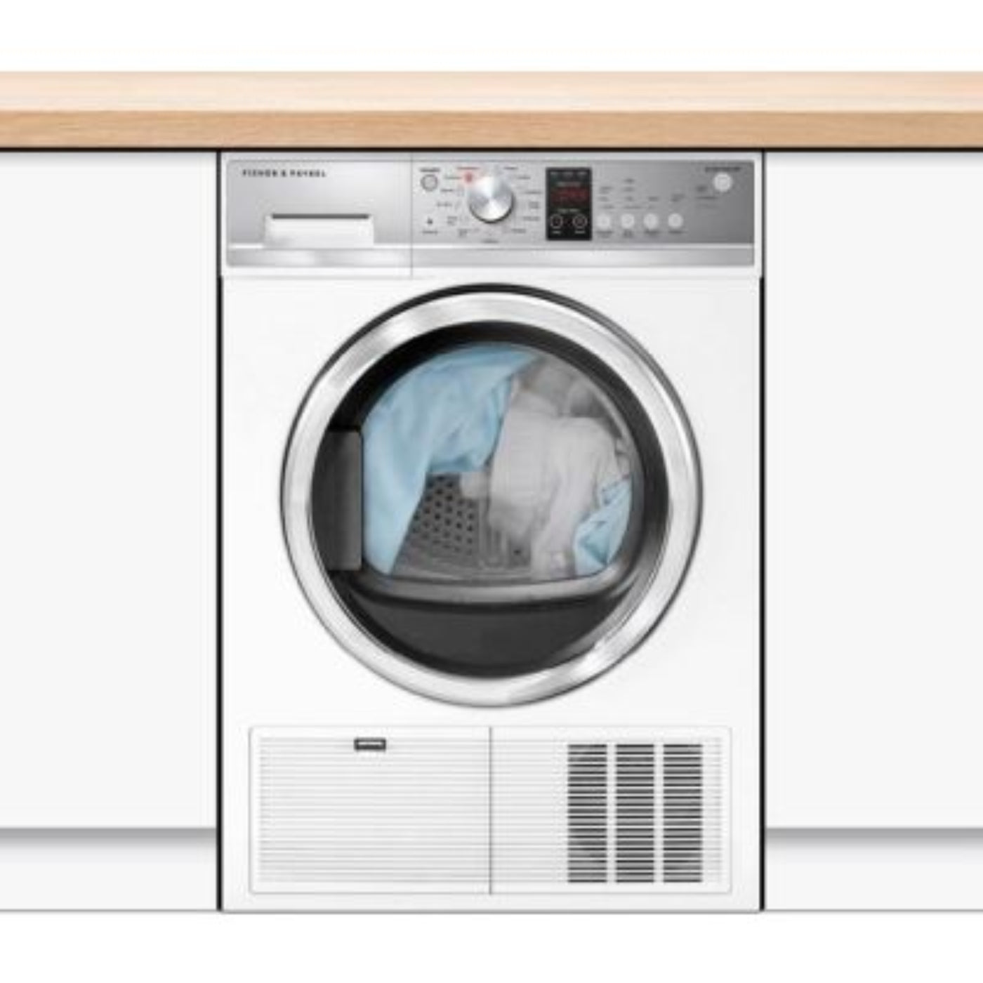 Fisher & Paykel DE4024P2 24 Inch Condensing Dryer with 4.0 Cu. Ft. Capacity, One Plug Option, Auto Sensing, 13 Drying cycles, No Venting Requirement, Drying Rack, Drum light, and Energy Star Rated - DE4024P2