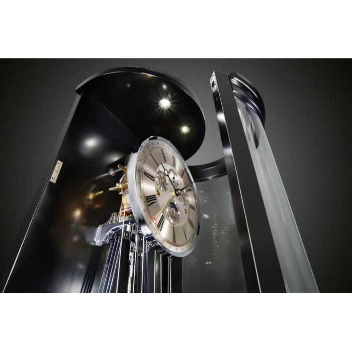 Kieninger Hoffburg 0111 Curved Glass Floor Clock in Black Piano, Limited Edition - FL 0111-96-03