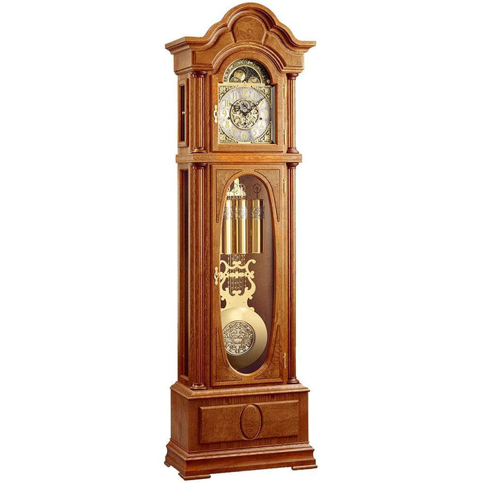 Kieninger Floor Clock, Traditional, Oval Glass, Sculpted Dial and Pendulum, Ttriple Chime, Oak - FL 0129-11-01