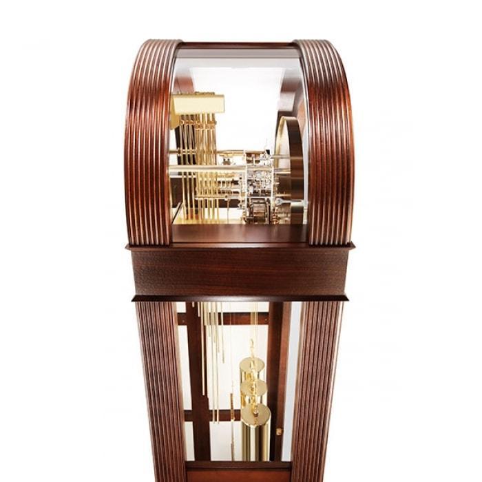 Kieninger Curved Glass Curio Floor Clock, Triple Chimes, 12-Rods, Walnut - FL 0135-23-01