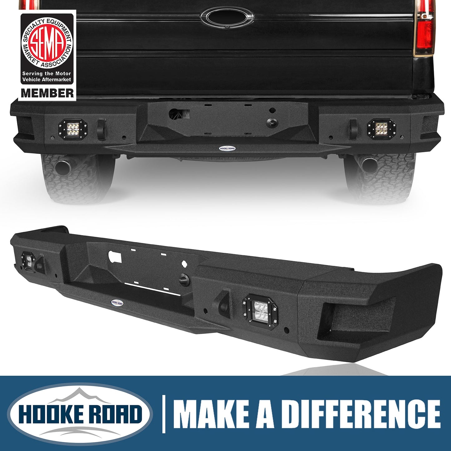 Ford Discovery Black Rear Bumper Replacement (06-14 F-150) -  Hooke Road - HE.8203-S