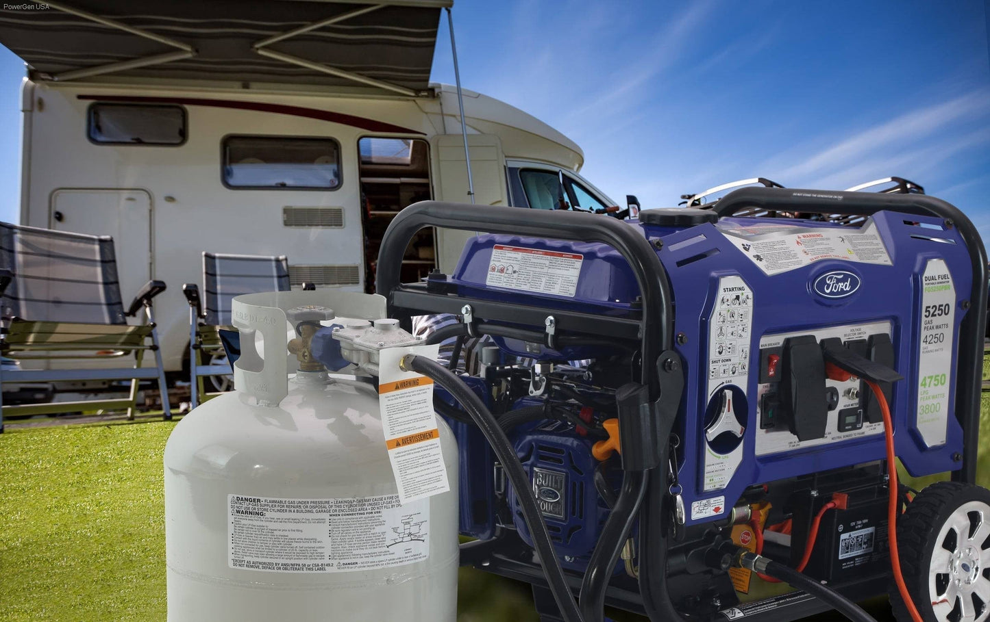 Ford-FG5250PBE  Dual Fuel Portable Generator with Switch & Go Technology - PowerGen USA - FG5250PBE