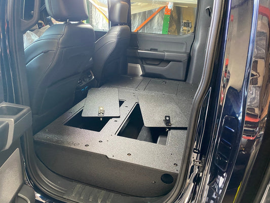 GOOSE GEAR Ford - F150 2021-Present - 14th Gen. SuperCrew - Second Row Seat Delete Plate System with Factory B&O Subwoofer Center Wall with Exterior Port - 5319-GGR-SH