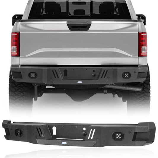 Hooke Road Aftermarket Rear Bumper w/ LED Spotlights For 2018-2020 Ford F-150 (Excluding Raptor) - HE.8260
