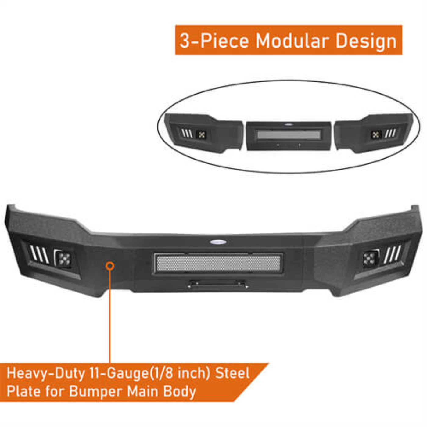Aftermarket Full-Width Front Bumper For 2018-2020 Ford F-150 (Excluding Raptor) - Hooke Road - HE.8256