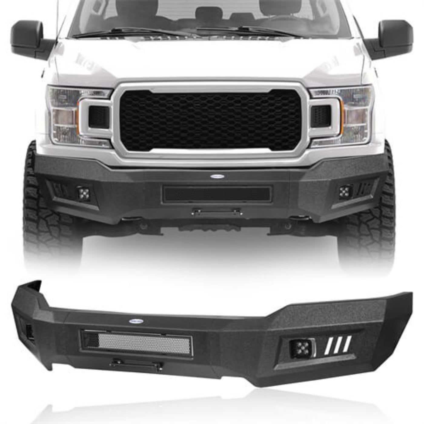 Aftermarket Full-Width Front Bumper For 2018-2020 Ford F-150 (Excluding Raptor) - Hooke Road - HE.8256