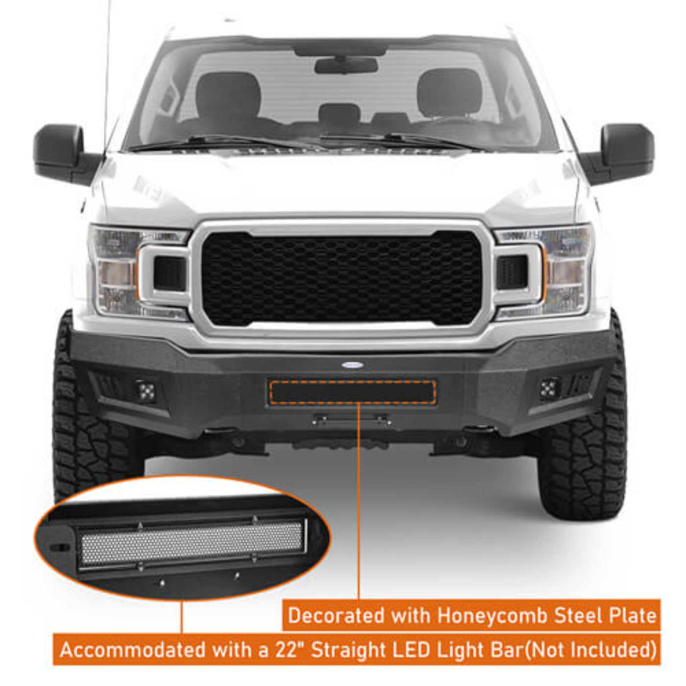 Aftermarket Full-Width Front Bumper For 2018-2020 Ford F-150 (Excluding Raptor) - Hooke Road - HE.8256