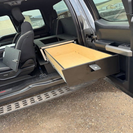 GOOSE GEAR Ford - F250-F550 - 2017-Present - 4th-5th Gen - Super Cab - without the center mounted B&O Subwoofer - Explore Series - Single Drawer Module - With Fitted Top Plate - 4112-GGR-SH