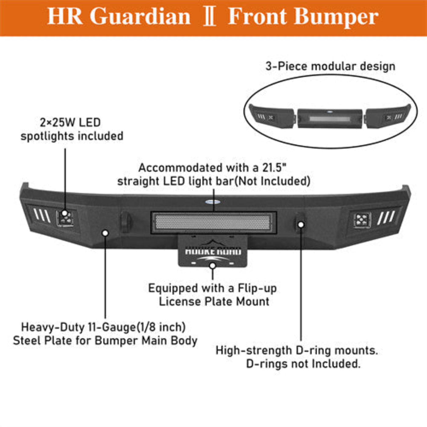 Ford Front Bumper for 1992-1996 Bronco F-150 F-250 F-350 -  Hooke Road - HE.8542
