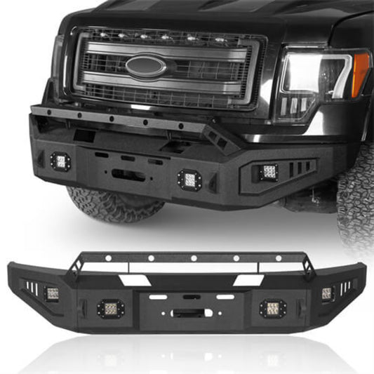 Hooke Road Full Width Front Bumper w/ Winch Plate For 2009-2014 Ford F-150 (Excluding Raptor) - HE.8213-S