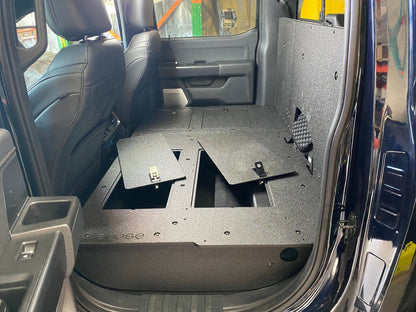GOOSE GEAR Ford Super Duty Ford - F250-F350 - 2023-Present - 5th Gen. Crew Cab - Second Row Seat Delete Plate System with Factory B&O Subwoofer Center Wall with Exterior Port - 1210-GGR-SH