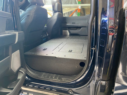 GOOSE GEAR Ford Super Duty Ford - F250-F350 - 2023-Present - 5th Gen. Crew Cab - Second Row Seat Delete Plate System with Factory B&O Subwoofer Center Wall with Exterior Port - 1210-GGR-SH
