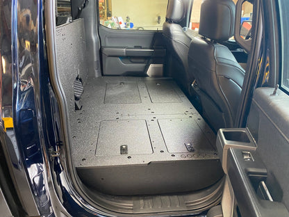 GOOSE GEAR Ford Super Duty Ford - F250-F350 - 2023-Present - 5th Gen. Crew Cab - Second Row Seat Delete Plate System with Factory B&O Subwoofer Center Wall with Exterior Port - 1210-GGR-SH