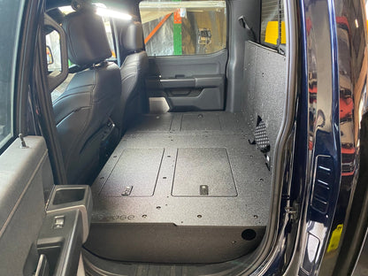 GOOSE GEAR Ford Super Duty Ford - F250-F350 - 2023-Present - 5th Gen. Crew Cab - Second Row Seat Delete Plate System with Factory B&O Subwoofer Center Wall with Exterior Port - 1210-GGR-SH