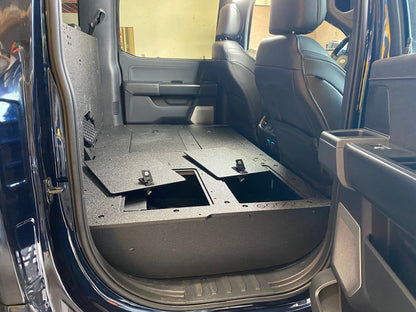 GOOSE GEAR Ford Super Duty Ford - F250-F350 - 2023-Present - 5th Gen. Crew Cab - Second Row Seat Delete Plate System with Factory B&O Subwoofer Center Wall with Exterior Port - 1210-GGR-SH