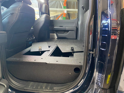 GOOSE GEAR Ford Super Duty Ford - F250-F350 - 2023-Present - 5th Gen. Crew Cab - Second Row Seat Delete Plate System with Factory B&O Subwoofer Center Wall with Exterior Port - 1210-GGR-SH