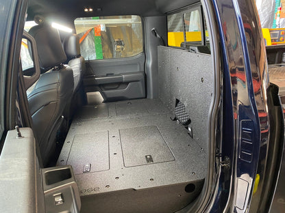 GOOSE GEAR Ford Super Duty Ford - F250-F350 - 2023-Present - 5th Gen. Crew Cab - Second Row Seat Delete Plate System with Factory B&O Subwoofer Center Wall with Exterior Port - 1210-GGR-SH