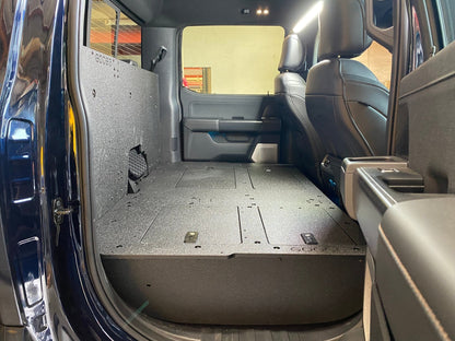 GOOSE GEAR Ford Super Duty Ford - F250-F350 - 2023-Present - 5th Gen. Crew Cab - Second Row Seat Delete Plate System with Factory B&O Subwoofer Center Wall with Exterior Port - 1210-GGR-SH