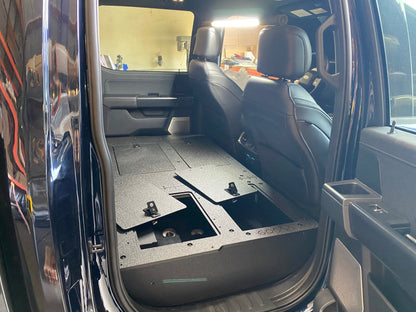 GOOSE GEAR Ford Super Duty Ford - F250-F350 - 2023-Present - 5th Gen. Crew Cab - Second Row Seat Delete Plate System with Factory B&O Subwoofer Center Wall with Exterior Port - 1210-GGR-SH
