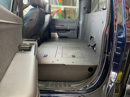 GOOSE GEAR Ford Super Duty Ford - F250-F350 - 2023-Present - 5th Gen. Crew Cab - Second Row Seat Delete Plate System with Factory B&O Subwoofer Center Wall with Exterior Port - 1210-GGR-SH