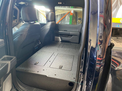 GOOSE GEAR Ford Super Duty Ford - F250-F350 - 2023-Present - 5th Gen. Crew Cab - Second Row Seat Delete Plate System with Factory B&O Subwoofer Center Wall with Exterior Port - 1210-GGR-SH