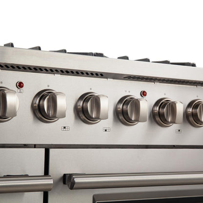 Forno 4-Piece Appliance Package - 48-Inch Gas Range, Refrigerator, 24-Inch Microwave Oven, & 3-Rack Dishwasher in Stainless Steel - AP4-6244-48-MWO