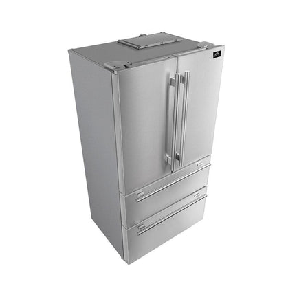 Forno 4-Piece Pro Appliance Package - 48-Inch Gas Range, Premium Hood, French Door Refrigerator, and Dishwasher in Stainless Steel - AP4-6260-48
