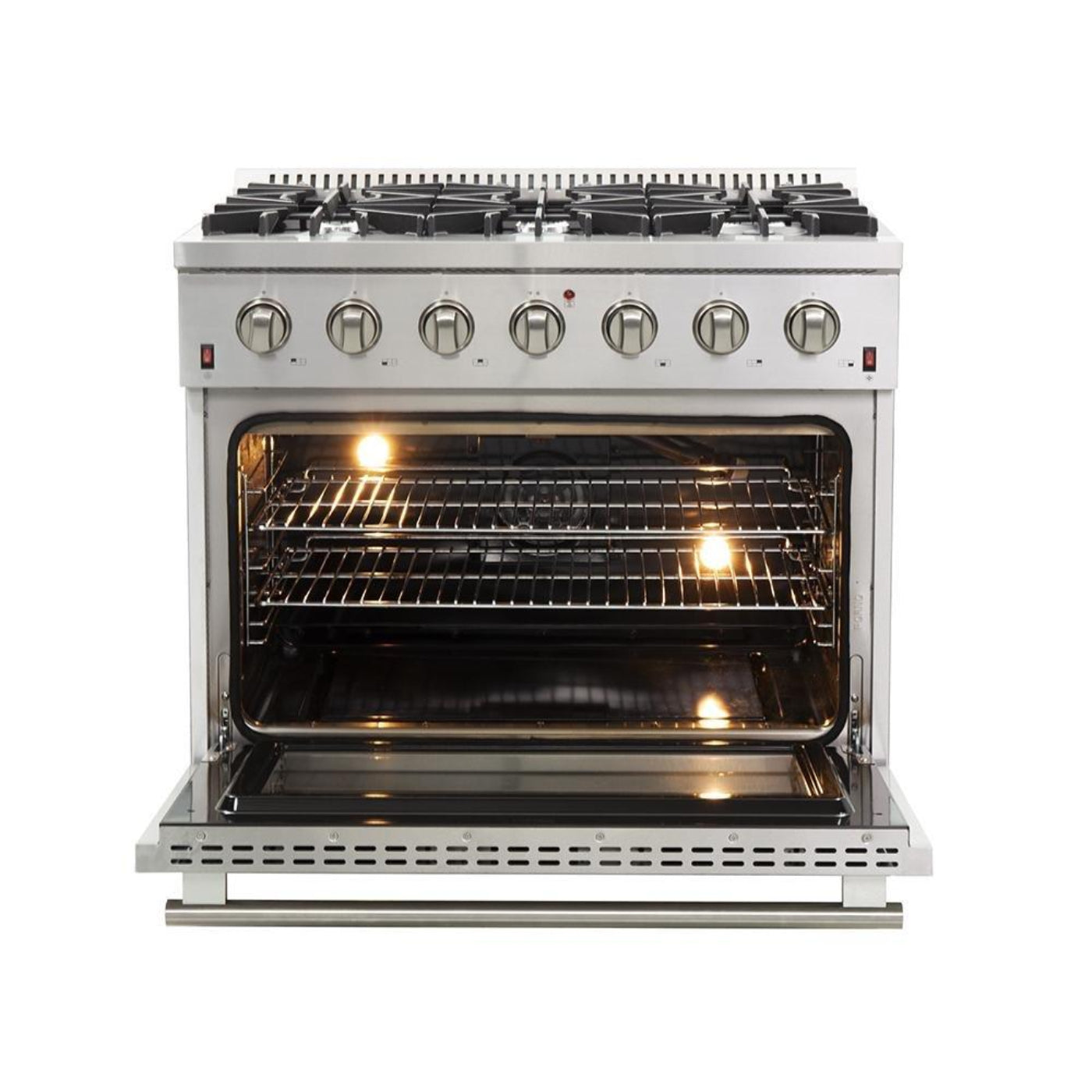 Forno 2-Piece Appliance Package - 36-Inch Gas Range & Wall Mount Hood with Backsplash in Stainless Steel - APH2-6244-36