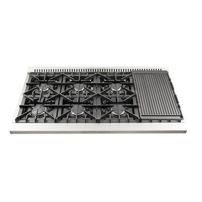 Forno 5-Piece Appliance Package - 48-Inch Gas Range, 60-Inch Pro-Style Refrigerator, Wall Mount Hood, 24-Inch Microwave Drawer, & 3-Rack Dishwasher in Stainless Steel - APD5-6244-48-H-MWD