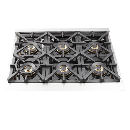 Forno 4-Piece Pro Appliance Package - 36-Inch Gas Range, Refrigerator, Wall Mount Hood, & 3-Rack Dishwasher in Stainless Stee - APR4-6260-36-Hl
