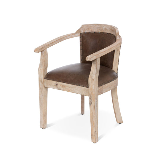 Park Hill Collection Colton Occasional Chair - Handcrafted Mango Wood & Aged Buffalo Leather for Modern Rustic Elegance - EFS36171