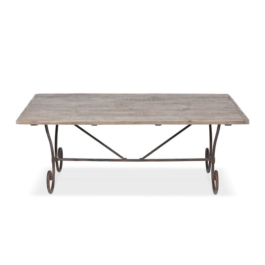 Park Hill Collection La Promenade Dining Table - Charming Reclaimed Wood & Iron Design for Indoor Gatherings, Seats 6-8 - EFT36133