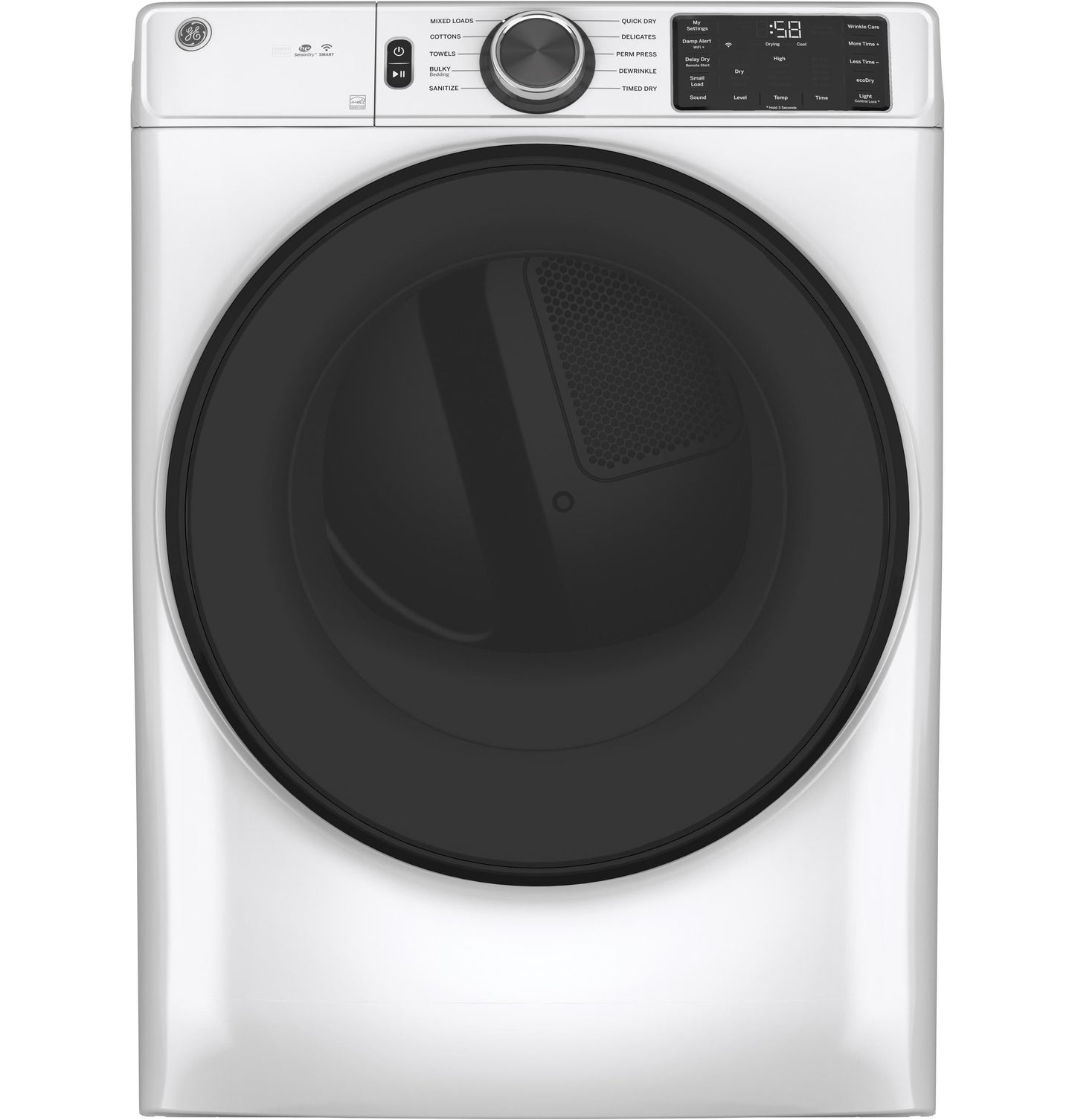 GE APPLIANCES GE 7.8 cu. ft. Capacity Smart Front Load Gas Dryer with Sanitize Cycle White - GFD55GSSNWW