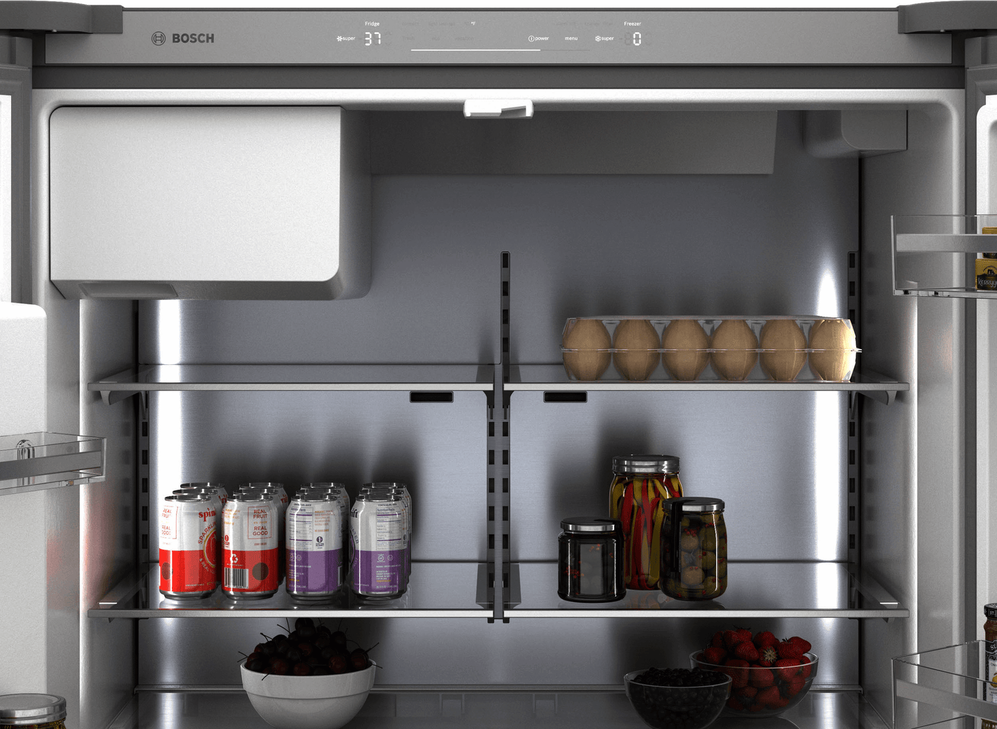 BOSCH B36CD52SNS 500 Series, French Door Bottom freezer, multi door, 36'', Brushed steel (with anti-fingerprint), Total No Frost in Stainless Steel - B36CD52SNS