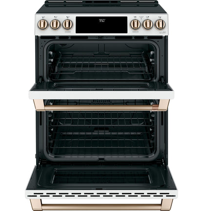 CAFE  30" Smart Slide-In, Front-Control, Induction and Convection Double-Oven Range White - CHS950P4MW2