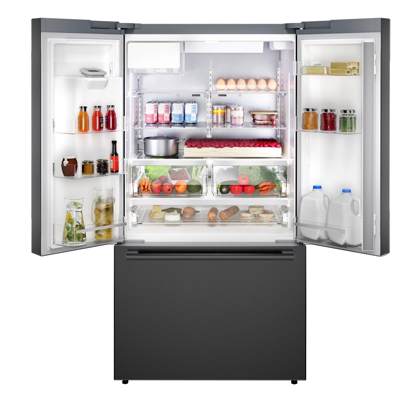 BOSCH B36FD52SNB 500 Series, French Door Bottom freezer, multi door, 36'', Black inox-antifingerprint, Total No Frost Black in Stainless Steel - B36FD52SNB
