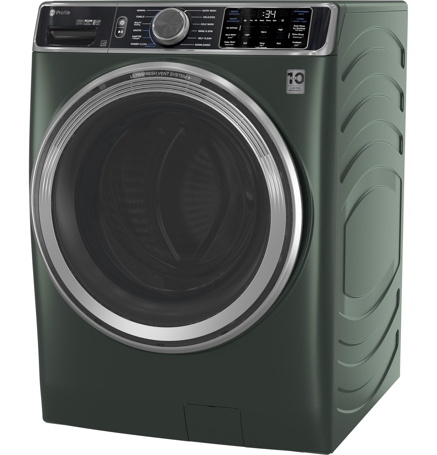 GE APPLIANCES PFW955SPWGN GE Profile™ 5.5 cu. ft. Capacity Smart Front Load ENERGY STAR® Steam Washer with UltraFresh Vent System+ and Smart Wash & Smart Rinse Green - PFW955SPWGN