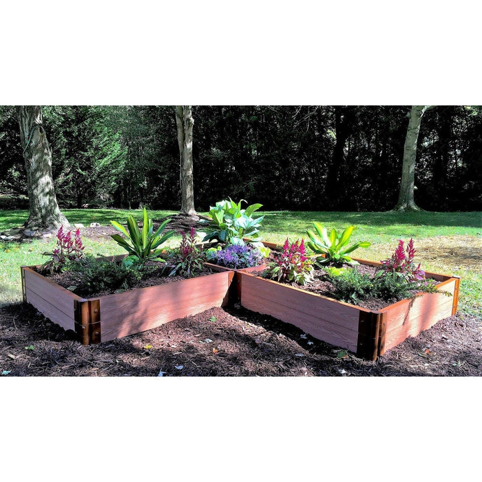 Frame It All | Tool-Free Teardrop Curved Corner Raised Garden Bed 2-Tier 8' X 8' X 16.5" - Weathered Wood - 1" Profile - 800003007