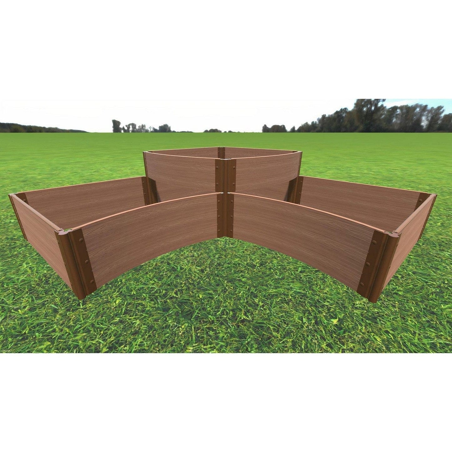 Frame It All | Tool-Free Teardrop Curved Corner Raised Garden Bed (2-Tier) 8' X 8' X 16.5" - Classic Sienna - 1" Profile - 800003006