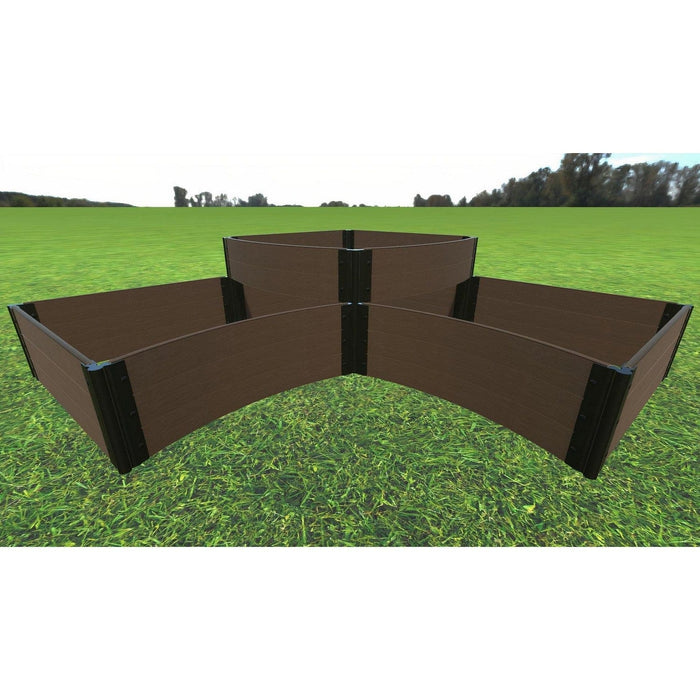 Frame It All | Tool-Free Teardrop Curved Corner Raised Garden Bed 2-Tier 8' X 8' X 16.5" - Uptown Brown - 1" Profile - 800003008