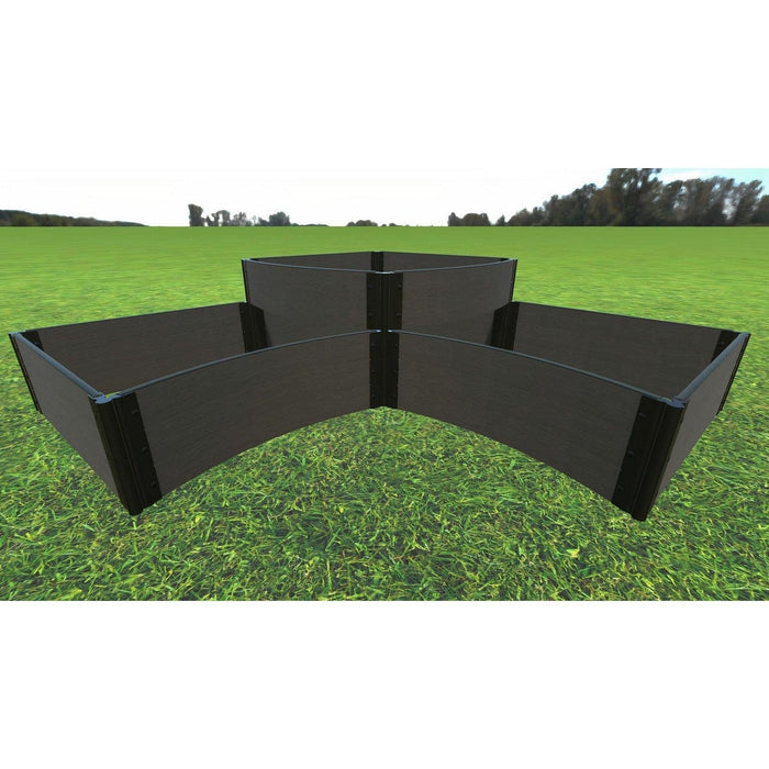 Frame It All | Tool-Free Teardrop Curved Corner Raised Garden Bed 2-Tier 8' X 8' X 16.5" - Weathered Wood - 1" Profile - 800003007