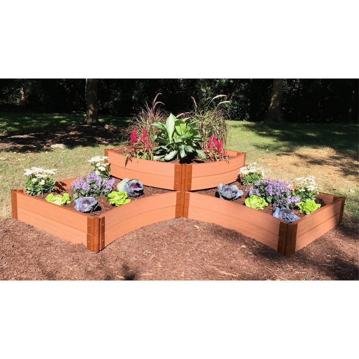 Frame It All | Tool-Free Teardrop Curved Corner Raised Garden Bed 2-Tier 8' X 8' X 22" - Uptown Brown - 1" Profile - 800004008