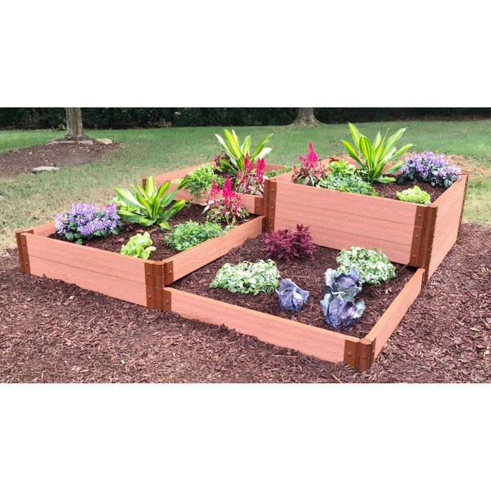 Frame It All | Tool-Free Terraced Square Raised Garden Bed 4-Tier Terrace 8' X 8' X 22" Classic Sienna - 800001096