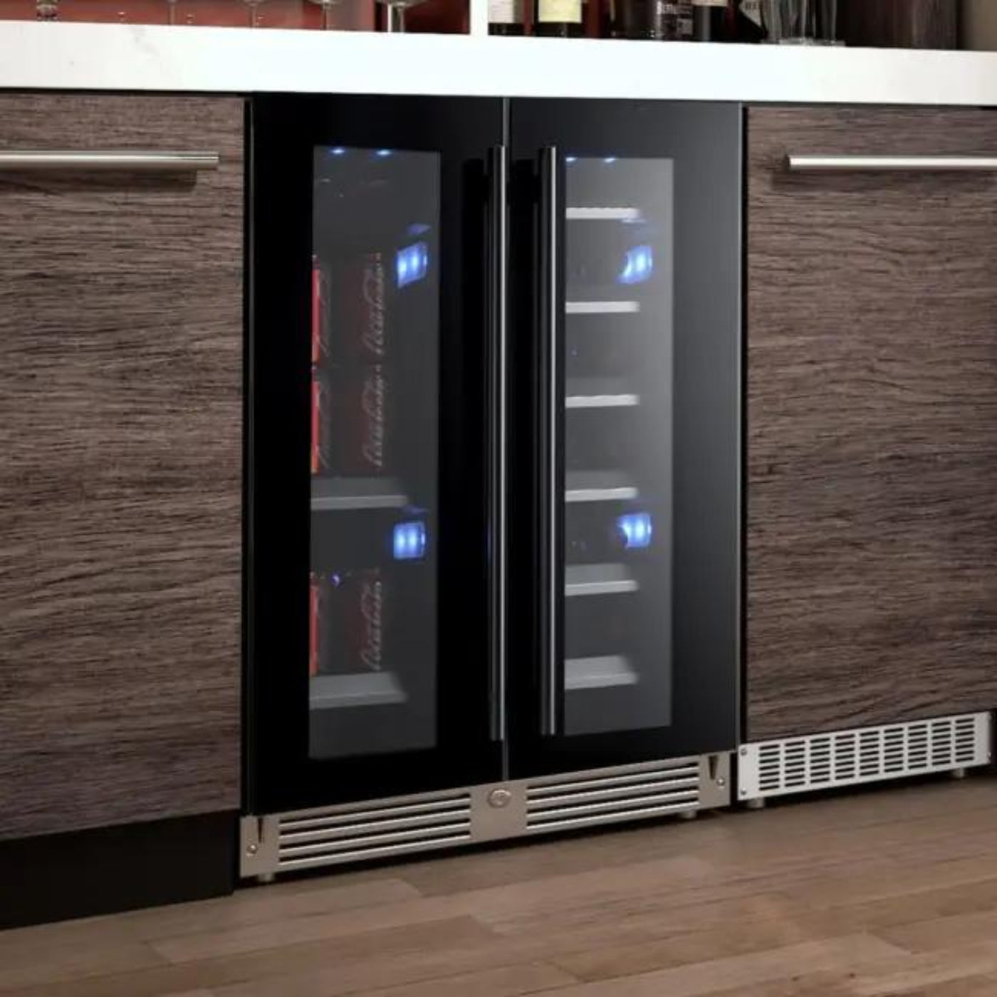 XO APPLIANCE XOU24BWDDGB 24" Beverage/Wine Double Door Black Glass Black - XOU24BWDDGB